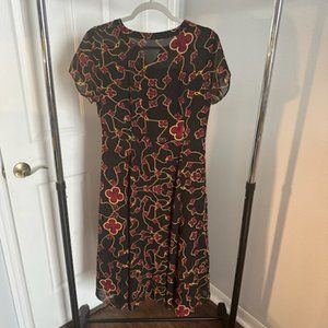 Asian Style Dress - Size EU XL 170/92A - Black with Flowers